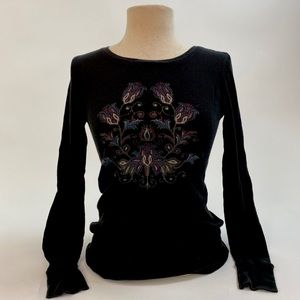 Black Lucky Brand Graphic Long-sleeved T-Shirt